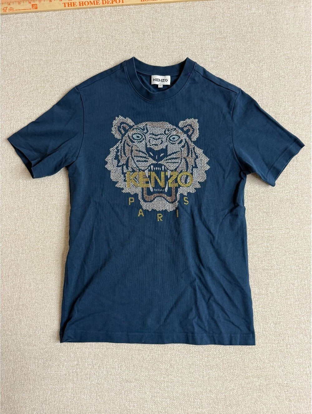 Kenzo Paris Mens Extra Small Blue Tiger Graphic Embroidered Short Sleeve T-Shirt